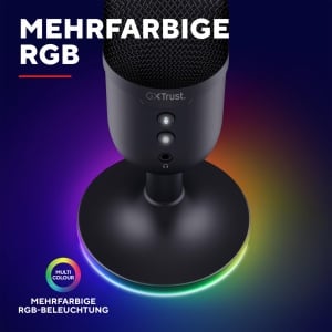 Trust Gaming GXT 236 Yami USB Streaming Microfon PC Podcast Twitch Discord ASMR YouTube, Cardioid Condensator Microfon Gaming, Mute, Iluminare RGB - Negru - Img 5