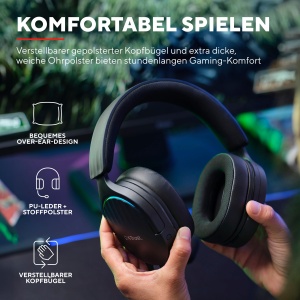 Trust Gaming GXT 490 Fayzo Casti Gaming Sunet Surround USB 7.1, Driver de 50mm, 85% Plastic Reciclat, Microfon cu Anulare A Zgomotului, Casti RGB Over-Ear pentru PC PS5 - Negru - Img 5