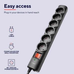 Trust Surge Guard Protector de supratensiune cu 6 porturi Negru - Img 3