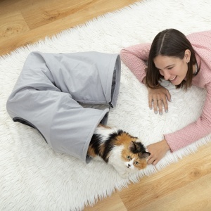 Tunel pentru pisici InnovaGoods, model pliabil, pentru interior si exterior, cu 2 gauri - Img 4