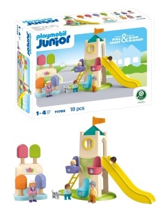 Turn de distractie PLAYMOBIL JUNIOR 71703 cu 18 piese, din plastic biobazat