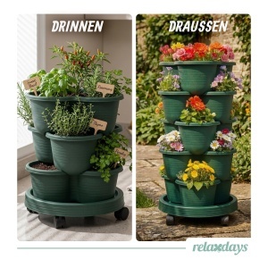 Turn de plante Relaxdays, 5 etaje, mobil, verde, 66x33 cm - Img 3