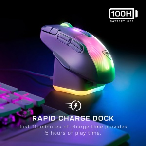 Turtle Beach Kone XP Air - Mouse pentru jocuri RGB wireless, personalizabil si ergonomic, Bluetooth, senzor optic 19K DPI, baterie de pana la 100 de ore si statie de incarcare - alb - Img 4