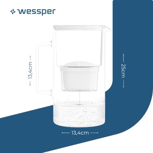 Ulcior cu filtru de apa Wessper 3 L, Set ulcior de apa si 2 cartuse filtrante, compatibil cu Brita Maxtra, carafa de apa pentru apa potabila cu filtru de schimb - alb - Img 6