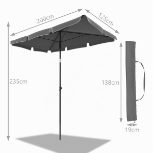 Umbrela de soare VOUNOT pentru balcon si terasa, gri, 200cm, cu protectie UV 50 - Img 7