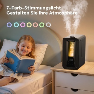 Umidificator AROEVE 5L cu Aroma Diffuser, 300 mlh, 25 dB, Nocturn - Img 8