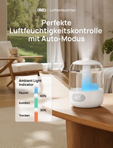 Umidificator Dreo pentru dormitor, umidificator cu ceata rece pentru casa si camera mare, umidificator silentios pentru bebelus, lumina de noapte, difuzor esential, umidificator rapid cu ultrasunete - Img 2