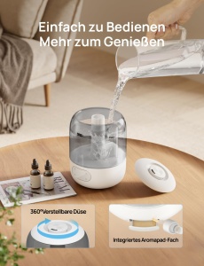 Umidificator Dreo pentru dormitor, umidificator cu ceata rece pentru casa si camera mare, umidificator silentios pentru bebelus, lumina de noapte, difuzor esential, umidificator rapid cu ultrasunete - Img 7
