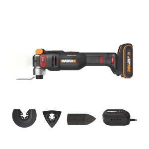 Unealta multifunctionala fara fir WORX, fara perii, 20 V, WX698, diverse materiale, montare universala, livrata cu 2 lame, 1 talpa de slefuire, 20 hartii taiate, 1 baterie 2 Ah si - Img 1