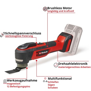 Unealta multifunctionala profesionala fara fir Einhell TP-MG 18 Li BL-Solo Power X-Change (18 V, 3 functii, suport magnetic pentru scule, inclusiv accesorii, fara baterie) - Img 5