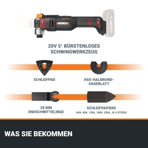Unelte multifunctionale WORX WX698.9 20V, 10000-20000min, vibratii reduse - Img 6