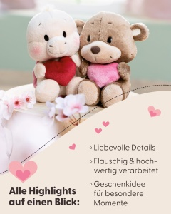 Ursulet de plus NICI 62701, 22cm, culoare maro, cu inima roz - Img 4