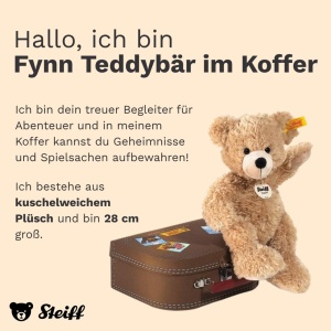 Ursulet de plus Steiff Fynn 28 cm, bej, cu koffer - Img 2