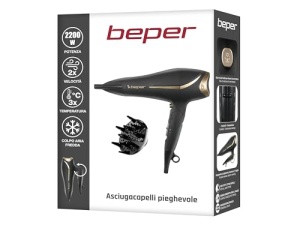 Uscator de par Beper 40.404, 2200W, pliabil, 2 viteze, NegruAuriu - Img 10