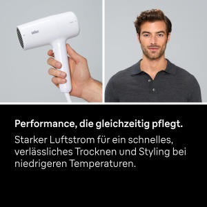 Uscator de par Braun HD2.1, uscator de par usor cu duza, 2100W cu 3 setari de temperatura si 2 viteze, finisaj lucios premium in alb, frumusete, confort si durabilitate, BRHD210E - Img 7