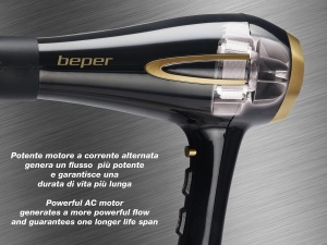 Uscator de par profesional Beper P301ASC001 AC-Motor 2200W NegruAuriu - Img 4