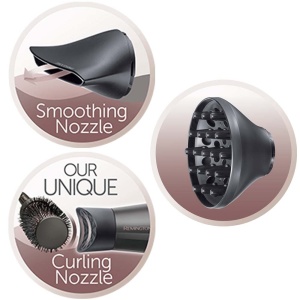 Uscator de par Remington Ion [Curls & Waves & Straight] Curl-Straight (2200W, incl. 3 accesorii de styling: duza de styling si difuzor conic si cu bucle, perie rotunda de 45 mm si cleme, 3 setari de incalzire si 2 suflante)D5707 - Img 3