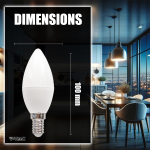 V-TAC 3x Bec LED E14 Lumanare - 4.5W (echivalent cu 40W) Lampa de lumanare - Pachet de 3 - 470Lumeni - Lampa de lumanare - Becuri LED - Bec de economisire a energiei - Lumina 4000K Alb neutru, Alb rece - Img 6