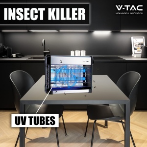 V-TAC Insect Killer Electric 20 W cu suprafata utila de 80 m2 - design subtire - plasa de tantari cu lumina albastra UV pentru uz interior si exterior - capcana electrica impotriva tantarilor si insectelor - Img 4