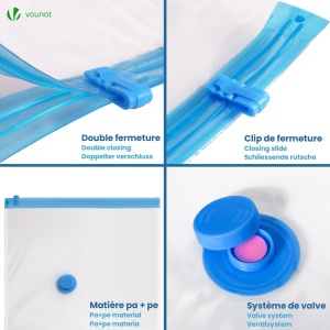 Vakuumbeutel VOUNOT 12 bucati pentru imbracaminte si lenjerie, diverse dimensiuni, cu pompa - Img 3