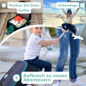 Valiza pentru copii BEABA Micro Mobility, 22L, cu scaun, albastra - Img 4