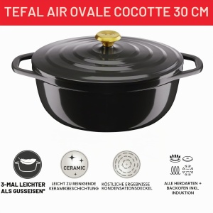 Vas de cuptor Tefal E2558904, 30 cm, din aluminiu, cu capac, antiaderent - Img 6