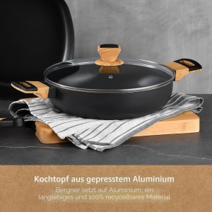 Vas de gatit BERGNER Earth Black 28 cm cu capac, aluminiu, negru - Img 4