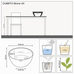 Vaza de Plante Lechuza CUBETO 40 cm, Graphitschwarz, cu Sistem de Udat - Img 3