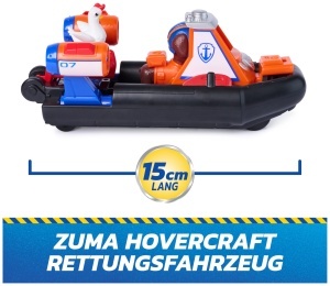 Vehicul de salvare PAW PATROL Zuma cu barca cu aer, 13 cm, 2 figurine - Img 2