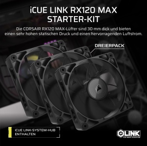 Ventilator CORSAIR RX120 MAX 120mm PWM, 2000 RPM, Negru - Img 2