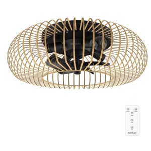 Ventilator de tavan Cecotec EnergySilence LampAero 600 Natural WhiteWood lumina integrata motor DC 20W