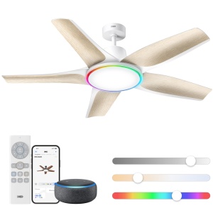 Ventilator de tavan DREO cu lumina, 132 cm, motor DC silentios, alb