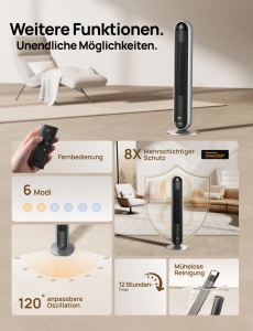 Ventilator si Incalzitor DREO 2-in-1, 2000W, 12 viteze, 107 cm - Img 8