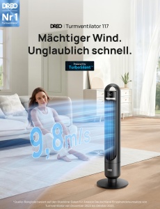 Ventilator turn DREO DR-HTF017 cu telecomanda, 4 viteze, negru - Img 2