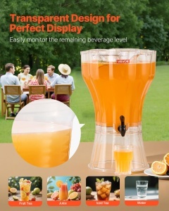 VEVOR Dispenser Bauturi 13L Transparent Material BPA-Free Robinet Antipicurare - Img 4