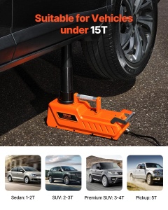 VEVOR Electric Jack 15T Cric foarfeca electric reglabil cu capacitate mare de incarcare, inlocuire 12V pentru schimbarea anvelopelor cu putere dubla si lumina LED, set de cric pentru camion SUV Sedan - Img 2