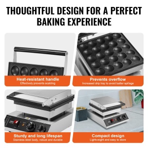 Vevor Mini Pancake Maker PC-25-2 25 buc 1700W Reglaj Temperatura - Img 5