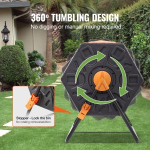 Vevor Tumbling Komposterbin XDB-436B2 140L Dublu Compartiment Rotire 360deg - Img 5