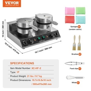 Vevor Waffeleisen Comercial XC-HF-2 2460W Antiaderent Reglaj Temperatura - Img 7