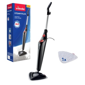 Vileda Steam Plus Steam Cleaner with Microfiber Pad, curatare igienica a podelelor, indeparteaza pana la 99,9% din bacterii si virusi*, pentru toate pardoselile, ideal pentru covoare