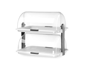 Vitrina bufet dubla Hendi, neincalzita, capac transparent Rolltop, alb, 380x260x355 mm
