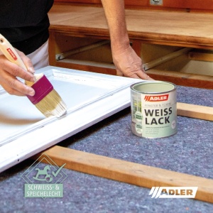 Vopsea alba mata pentru feronerie ADLER 2,5L - Acryllack pentru interior si exterior - Img 4