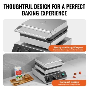 Waffeiera comerciala VEVOR HT-2206B 1750W otel inoxidabil control temperatura si timp - Img 5