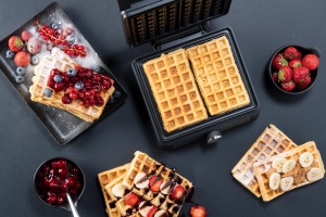 Waffeleisen Bestron AWM100BL pentru 2 Wafle, Antiaderent, Mattschwarz - Img 4