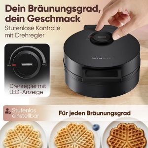 Waffeleisen Clatronic WA 3832, 1200 W, antiaderent, forma inima - Img 4