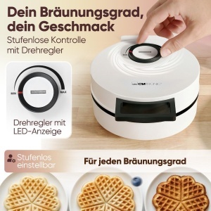 Waffeleisen Clatronic WA 3832, 1200W, Antihaft, Culoare Alb - Img 4