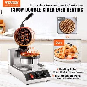 Waffle Maker VEVOR UWF-2205 1300W Inox Control Temperatura Antiaderent - Img 2