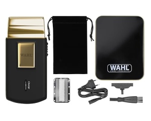 Wahl Travel Shaver Gold Edition - Aparat de ras electric fara fir si reincarcabil pentru barbati, ideal pentru calatorii, taierea parului si a barbii, compact si portabil