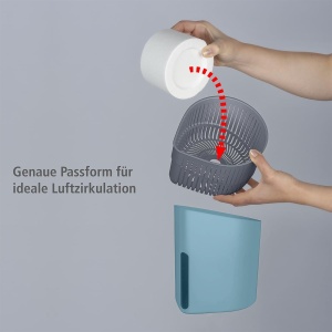 WENKO Room Dehumidifier Drop, dezumidificator reincarcabil, reduce mucegaiul si mirosurile, bloc de granule de 1 kg, turcoaz - Img 4