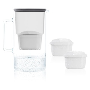 Wessper Cana Filtrare Apa 3L din Sticla Set cu 2 Cartuse de Filtrare Compatibil Brita Maxtra Negru